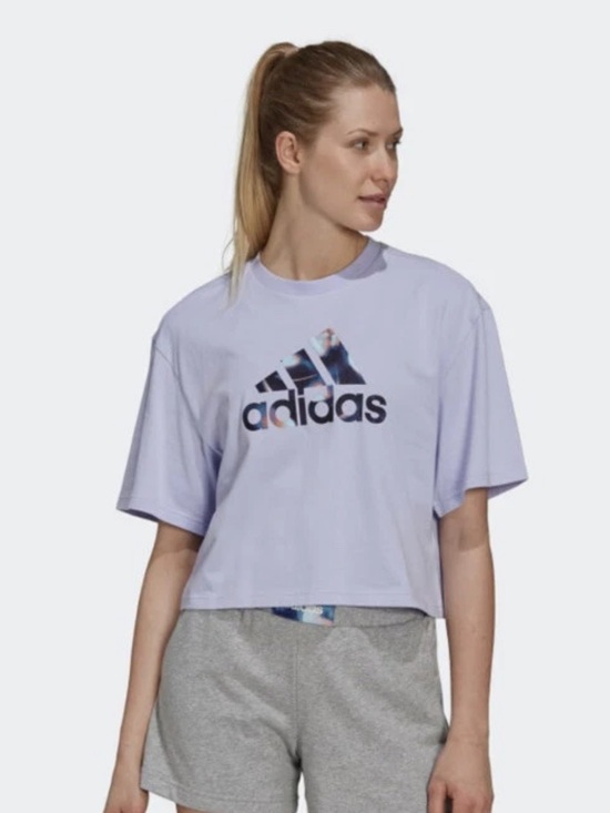 adidas Tops - adidas Women's Lavender Logo Crop T-Shirt sz 1XL